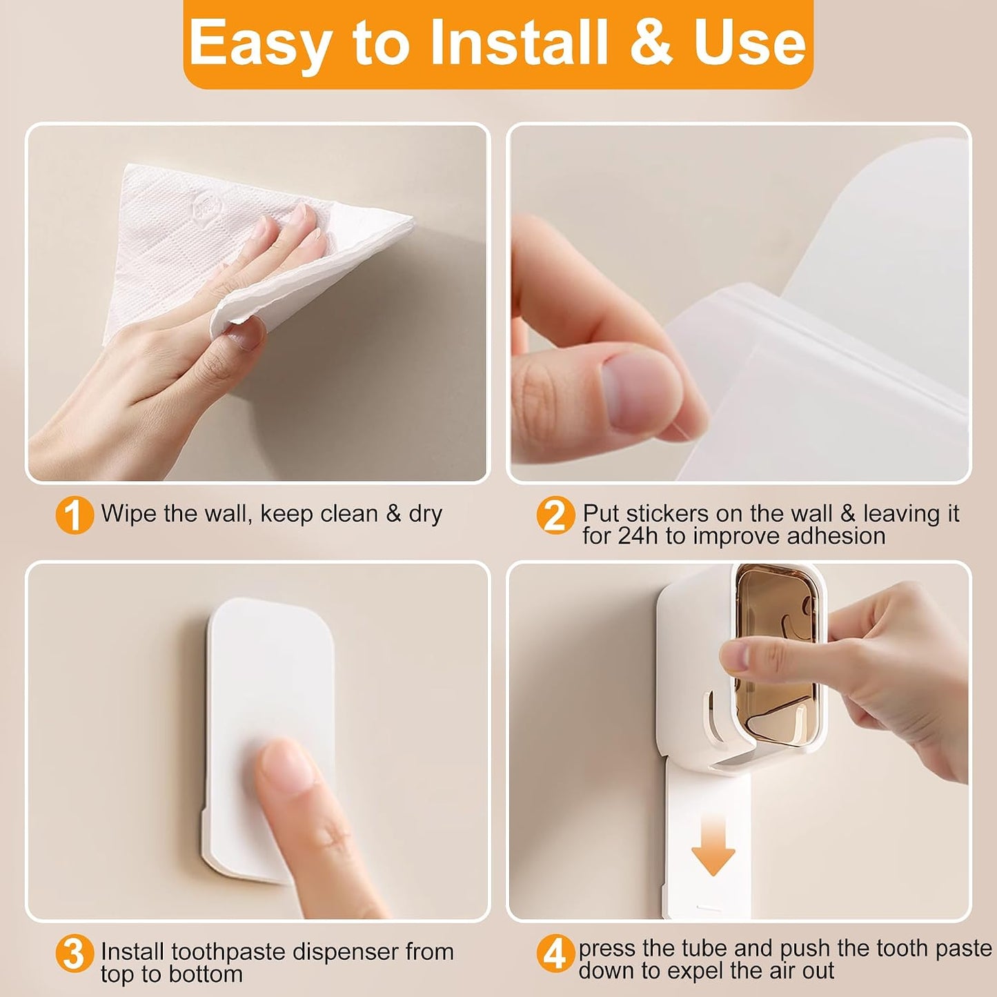 2 Pcs Toothbrush Holders for Bathroom【Upgrade Single Slot Design】 Toothbrush Holder Wall Mounted with Cover, Self-Adhesive Tooth Brush Storage Organizer for Family and Travel(2, Brown)