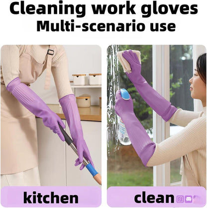 18inch Household Cleaning Rubber Kitchen Waterproof Long Gloves,Reusable Durable Anti Slip Work Latex Gloves