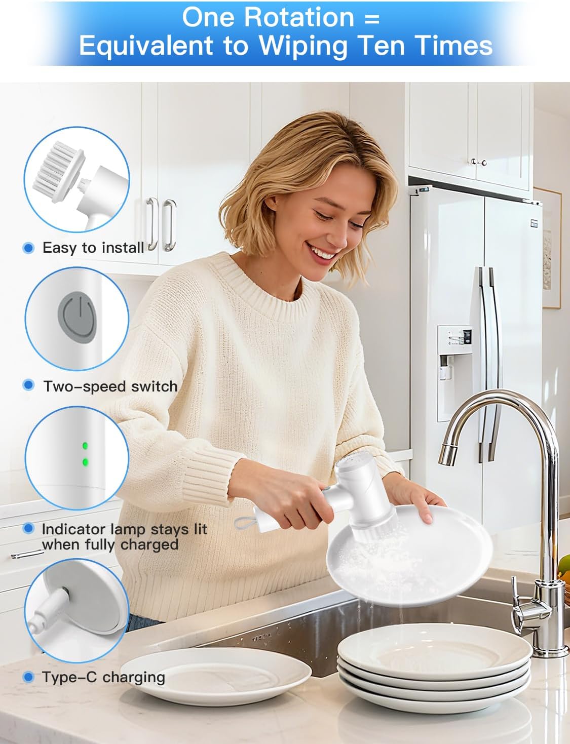Electric Spin Scrubber with Power LCD Display, Cordless Bathroom Cleaning Brush with Adjustable Extension Handle, 400RPM/Mins, 9 Replaceable Brush Heads, IPX7 Waterproof for Shower, Bathtub, Tile