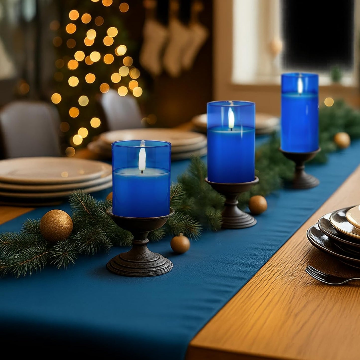 Amagic Clear Glass Flameless Candles Battery Operated with Timer, Remote Control, LED Pillar Candles, Battery Powered, Valentine's Day Decor, Pure White Wax, Set of 3
