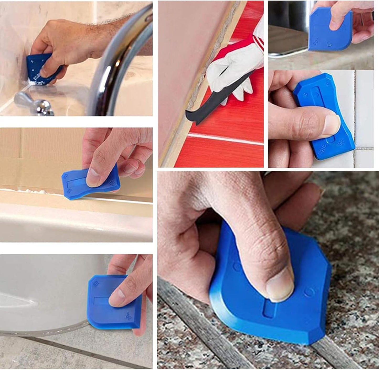 13 Pieces Caulk Tool Kit Sealant Silicone Finishing Tools Caulking Tools for Kitchen Bathroom Floor Sink Joint Sealant Sealing,Reuse and Replace (Blue) US221