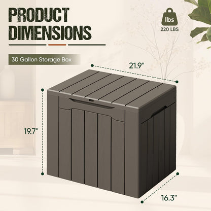 Flamaker Resin Deck Box 120 Gallon Waterproof Large Outdoor Indoor Storage Box Imitation Wood Resin for Patio Furniture Garden Tools and Pool (Black)