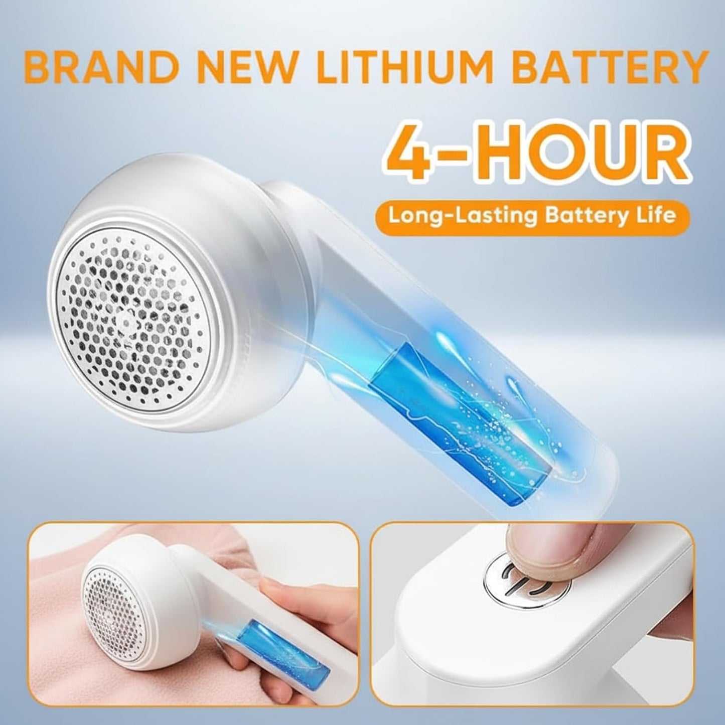 Pilling Remover, Fabric Shaver Rechargeable & Lint Remover Electric Clothes Shaver with Safety Lock 1200mAh Tool for Sweaters, Blankets, Couches (White)