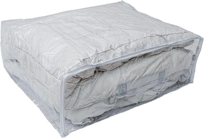 Set of 5 Clear Vinyl Zippered Storage Bags 22 x 18 x 7.5 Inch With Handle