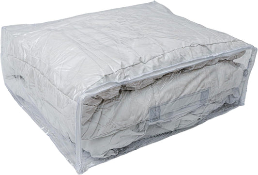 Set of 5 Clear Vinyl Zippered Storage Bags 22 x 18 x 7.5 Inch With Handle