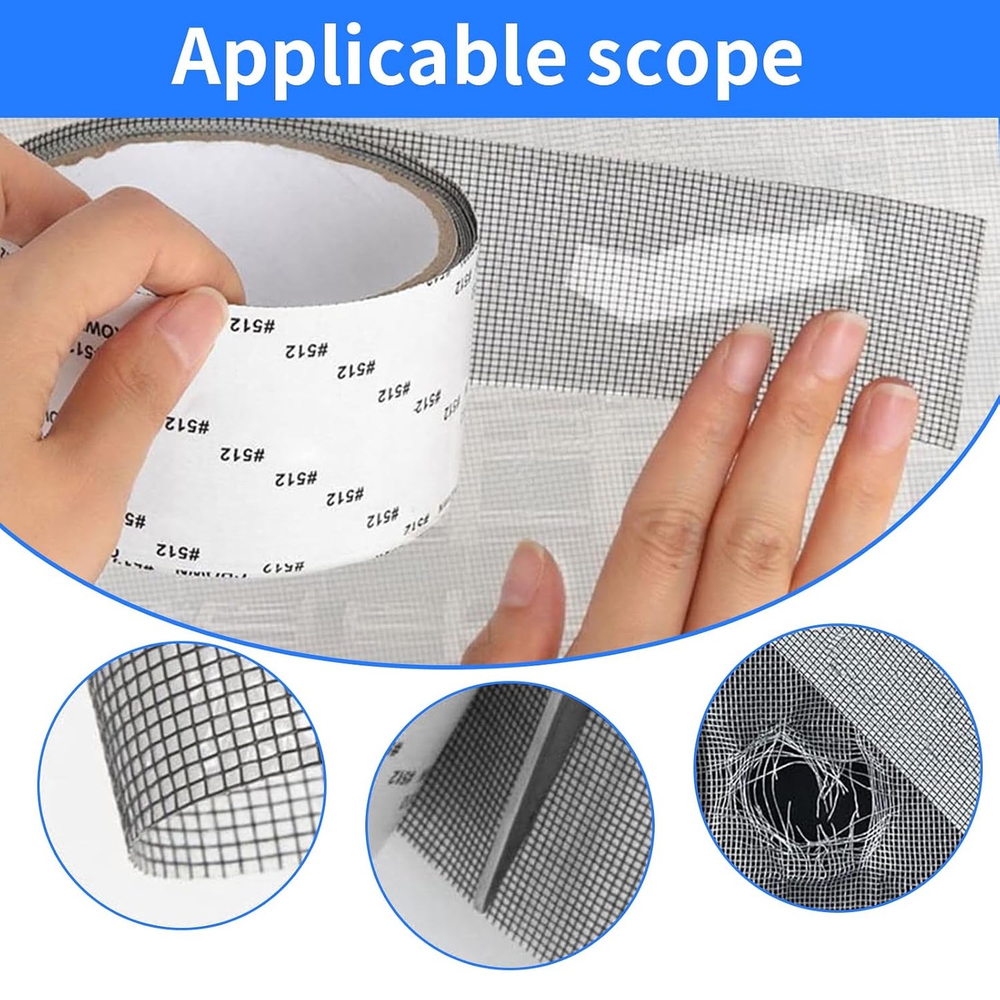 Benksaas Strong Adhesive Screen Repair Tape, 2025 Upgrade Screen Repair Kit Window Screen Repair Tape, Household Self-Adhesive Screen Tape Mesh Window Repair Patch for Doors, Windows (3 Colors)