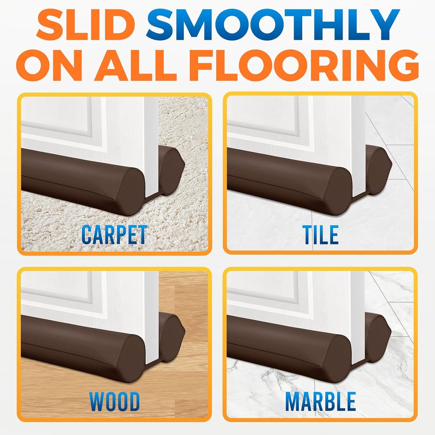Comfyanno Under Door Draft Stopper - Bottom Door Seal & Gap Filler- Fits 30” to 36” Door, Block Noise, Sound, Air, Bugs, Dust, Easy to Install, Double Side Block, No Adhesive, Black