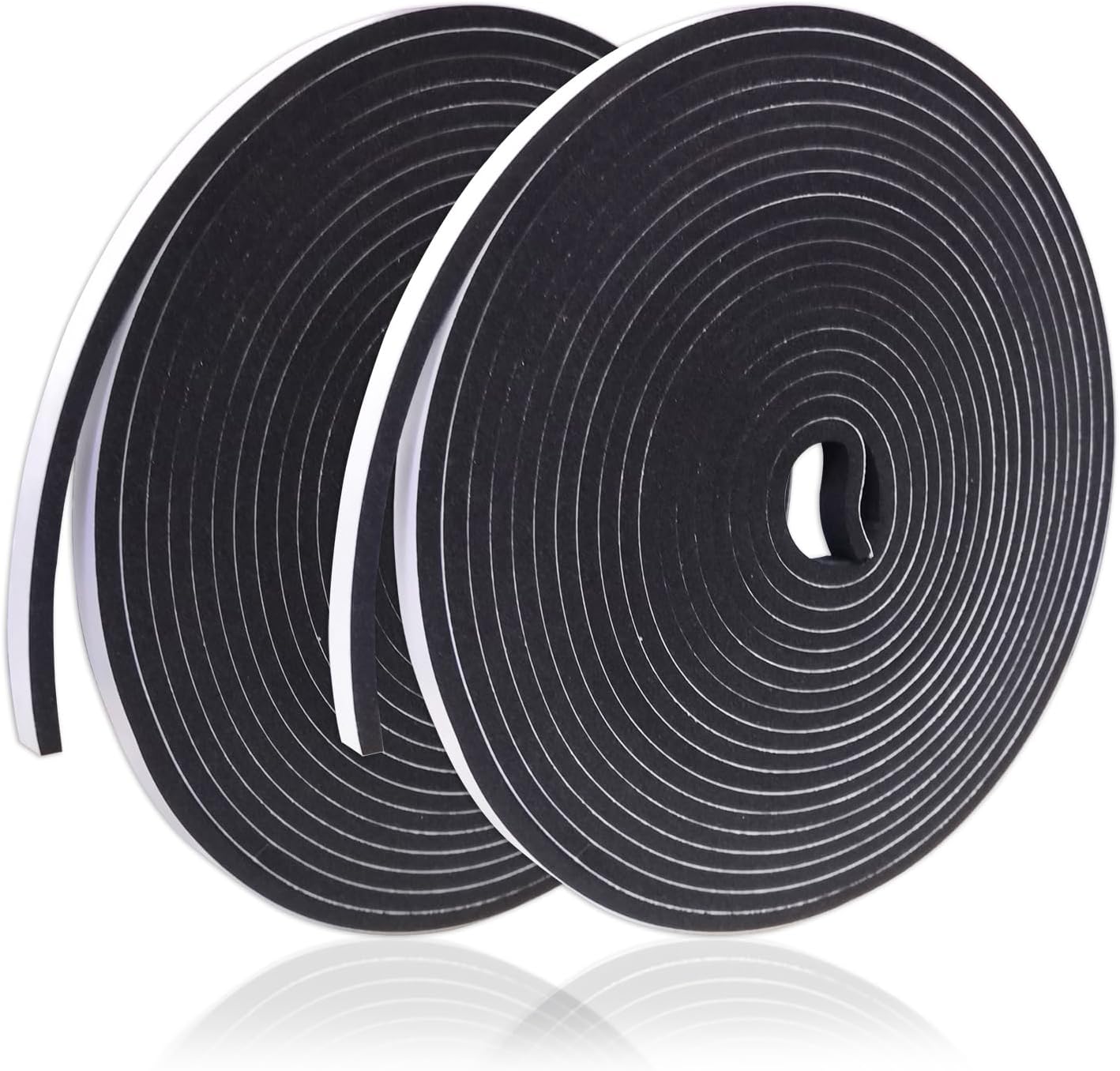 Thin Weather Stripping Foam Tape 2 Rolls (1/4 in x 1/8 in x 16.4 FT), Self Adhesive Door Seal Strip for Narrow Gaps, Window Insulation, Draft Stopper, Soundproof Foam Tape Total 32.8 FT