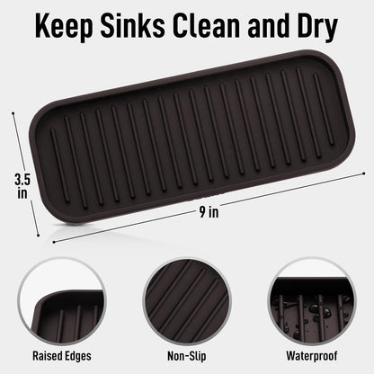 Zulay Kitchen (9x3.5in) Sponge Holder for Kitchen Sink - Flexible Heavy-Duty Multipurpose Sink Caddy - Counter Organizer for Kitchen, Bathroom, Makeup, Trinkets & More! (Grey)