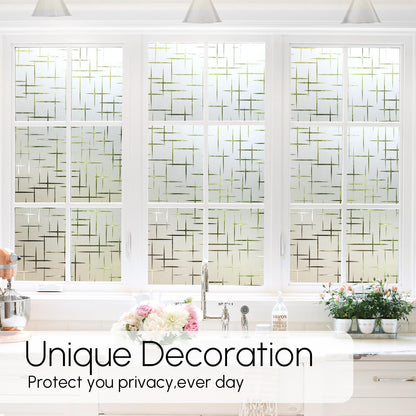 HIDBEA Frosted Window Privacy Film - Non Adhesive Static Cling Glass Stickers Sun UV Blocking Heat Control Door Covering Decals for Home Office, 23.6 x 78.7 Inch