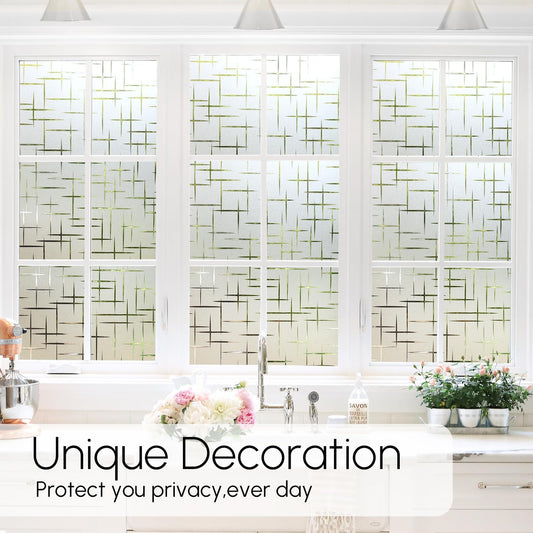 HIDBEA Frosted Window Privacy Film - Non Adhesive Static Cling Glass Stickers Sun UV Blocking Heat Control Door Covering Decals for Home Office, 23.6 x 78.7 Inch