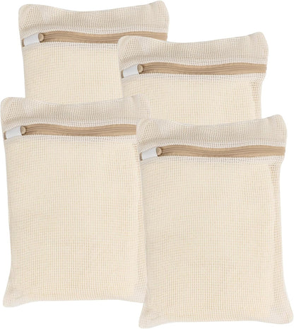 3-piece set extra-large 20×23.6 inch durable organic cotton mesh laundry bags, with sturdy zippers and breathable mesh, perfect for delicate items like underwear, clothes, pants, and socks.