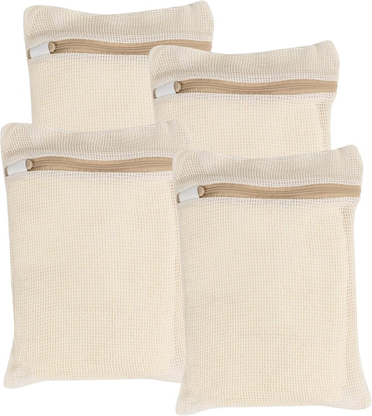 3-piece set extra-large 20×23.6 inch durable organic cotton mesh laundry bags, with sturdy zippers and breathable mesh, perfect for delicate items like underwear, clothes, pants, and socks.