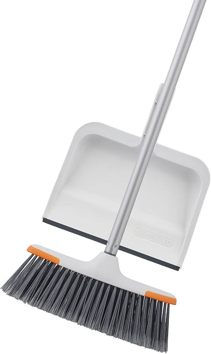 Superio Grey Broom, Heavy-Duty Indoor & Outdoor Broom with 48-Inch Handle, Multi-Surface Floor Cleaning for Home, Kitchen, Garage & Office