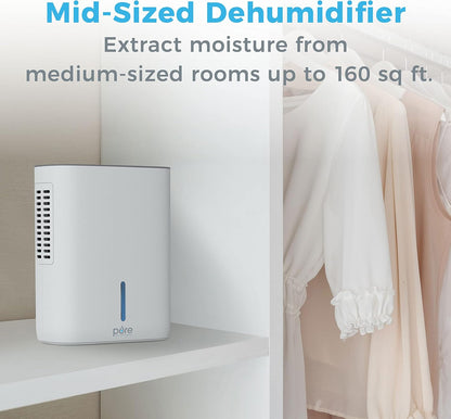 Pure Enrichment PureDry Deluxe Dehumidifier - Mid-Sized 1.5L Water Tank Eliminates 500ml/day in Excess Moisture from Closets, Bathrooms, Basements, Boats, Kitchens and Other Small to Mid-Sized Areas