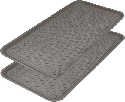 Finorder Multi-Purpose Boot Trays, Set of 2 Black All Weather Heavy Duty Shoe Trays, Pet Feeding Mat, Use for Indoor and Outdoor, 30" x 15" x 1.2"