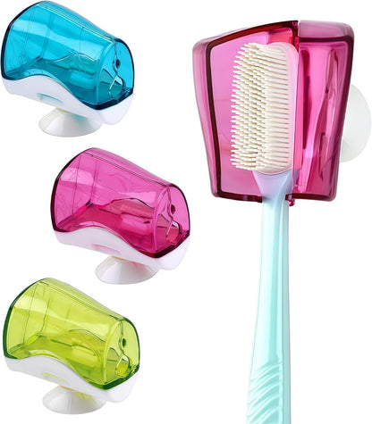 3 Pcs Toothbrush Head Covers, Portable Wall-Mounted Toothbrush Holder with Suction Cup Cover, Tooth Brush Cover Cap for Travel, Home & Outdoor