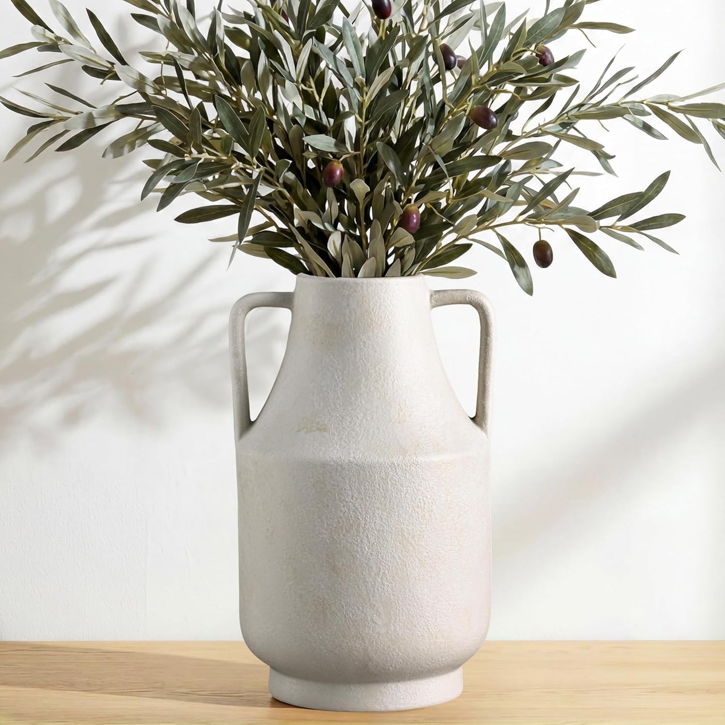 CUCUMI Ceramic Vase Set of 5, Home Decor Farmhouse Décor Handmade Pottery Vases for Pampas Grass, Dried Fresh Flowers, Table, Living Room, Kitchen, Shelf, Entryway Mantel Neutral Tones