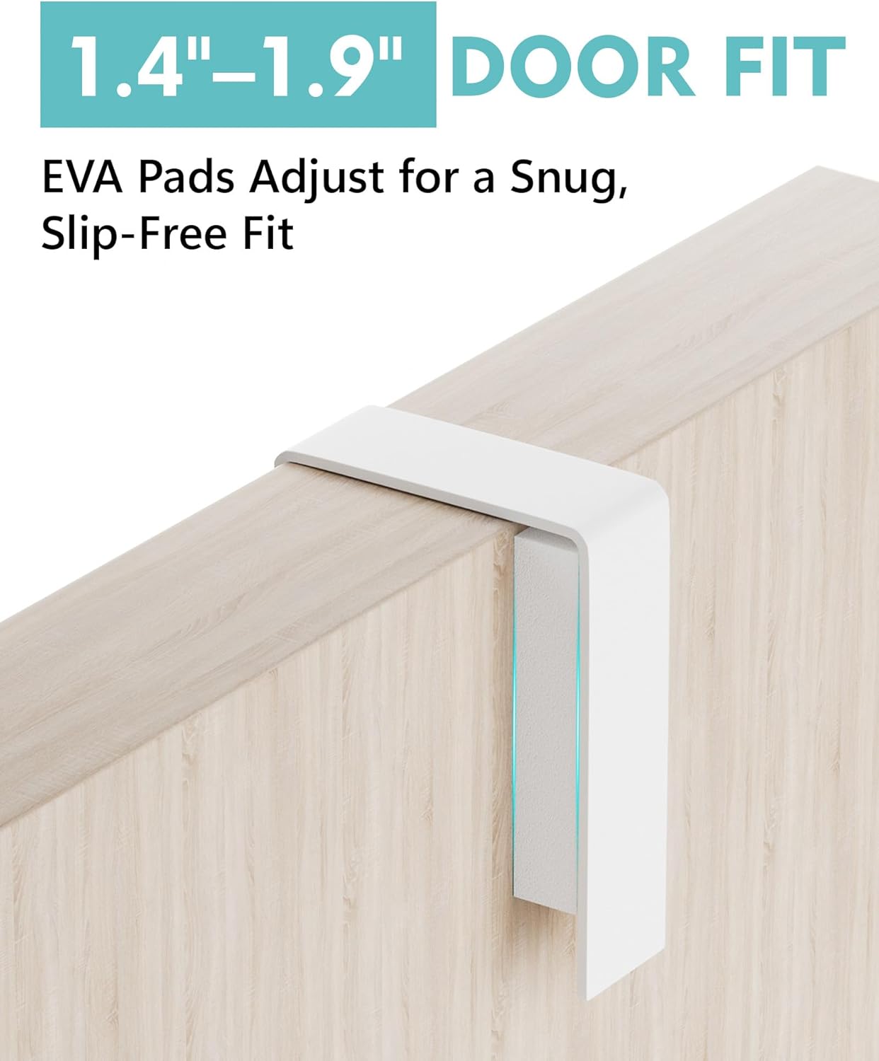 Mop and Broom Holder Wall Mount, No Drill Over the Door Broom and Mop Holder with 4 Slots and 4 Hooks, Wood Tool Hanger for Laundry, Cabinet, Kitchen, Garage