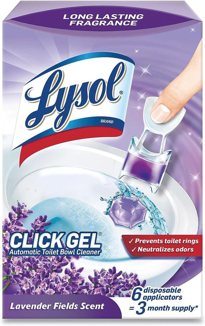 Lysol Click Gel Automatic Toilet Bowl Cleaner, Toilet Gel Stamp, Toilet Freshener, Bathroom Essentials, Refreshing Mango & Hibiscus Scent, 6 Count (Pack of 1)