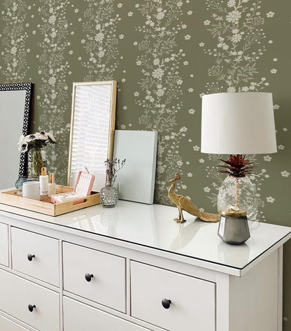 Peel and Stick Wallpaper Boho Wall Paper Peel and Stick Modern Watercolor Beige Wallpaper for Bathroom 17.3"x118"