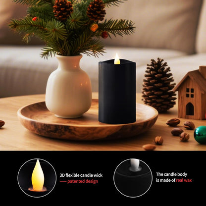 3x3 Flickering Flameless Candles Set of 2, 2AA Battery Life 600 Hours Battery Candles Flickering with Timer,3 inch Flameless Candles with Remote for Indoor/Outdoor, Ivory