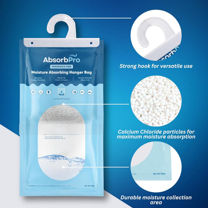 Absorb Pro - Moisture Absorber Tub with Activated Charcoal - 3-Pack - 18 oz Disposable Odor Eliminator Box & Dehumidifier for Garage, Home, Kitchen, Bedroom, Bathroom, Closet, Cars, and Boats