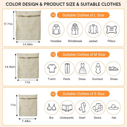 6-Piece Bag, Durable Cotton Mesh Laundry Bag, Sturdy Zipper, Breathable Mesh, Exquisite Laundry Bag for Underwear, Clothes, Pants, Shoes and Socks