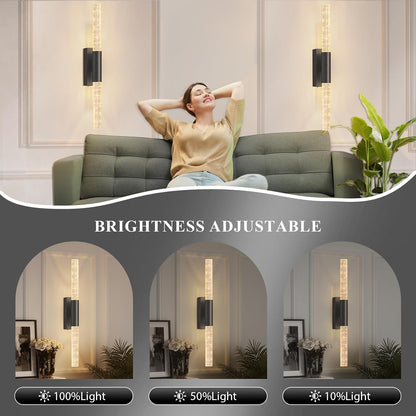 camuucci Battery Operated Wall Sconces Set of 2 Rechargeable Battery Powered Wall Light with 12000mAh Not Hardwired Dimmable Wall Lamp Fixtures for Bedroom Living Room Gold 15.3 Inches