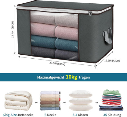 90L Large Storage Bags, 6 Pack Clothes Storage Bins Foldable Closet Organizers Storage Containers with Reinforced Handle for Clothing, Blanket, Comforters, Bed Sheets, Pillows and Toys (Gray)
