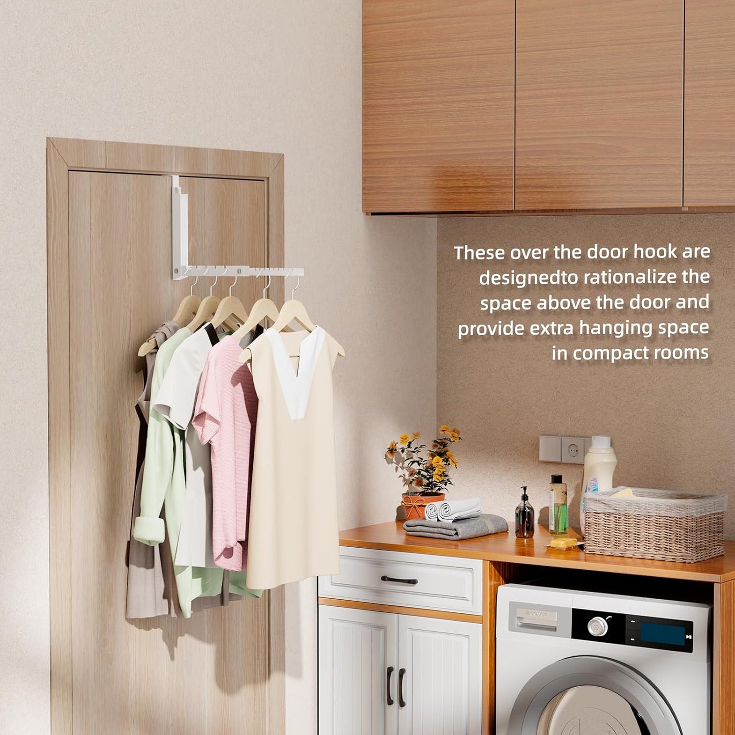 2 Pack Over The Door Hanger Folding Clothes Drying Rack, Folding Hanging Coat Rack for Indoor Laundry Room Compact Small Space Foldable Portable Clothing Hanger Hook Collapsible (Wihte-2(Upgraded))