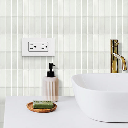 White Peel and Stick Backsplash Tiles for Kitchen, 10-Pack Self-Adhesive Waterproof Vinyl Bathroom Wall Tile(12 * 12 inches)