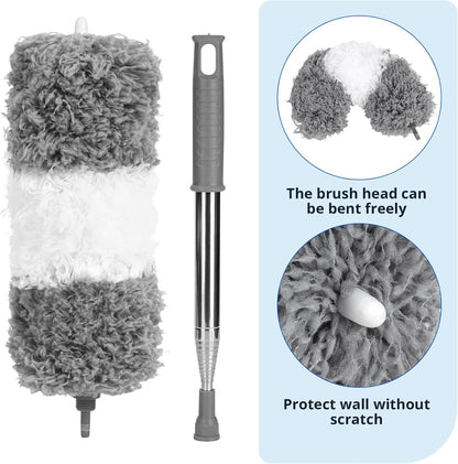 ZZ LAZYCOTTAGE Microfiber Feather Duster for High Reach, Lightweight Ceiling Fan Cleaner, 91.5" Telescopic Pole, Cobweb Duster with Extension Pole for Home & Car