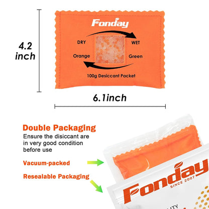 500g x 2 packs Fonday Rechargeable Silica Gel Car Dehumidifier Fast Reactivate Desiccant Bags, Large for Gun Safe Closet Basement Garage Storage Moisture Absorber