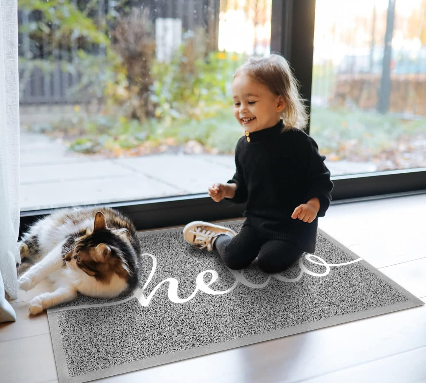 EARTHALL Door Mat Outside Inside Home Doormat, 30"x17.5", Durable Floor Mat Non Slip Mat Ultra Absorb Mud Easy Clean Front Doormat for Garage, Entryway, Patio, High Traffic Areas, Black