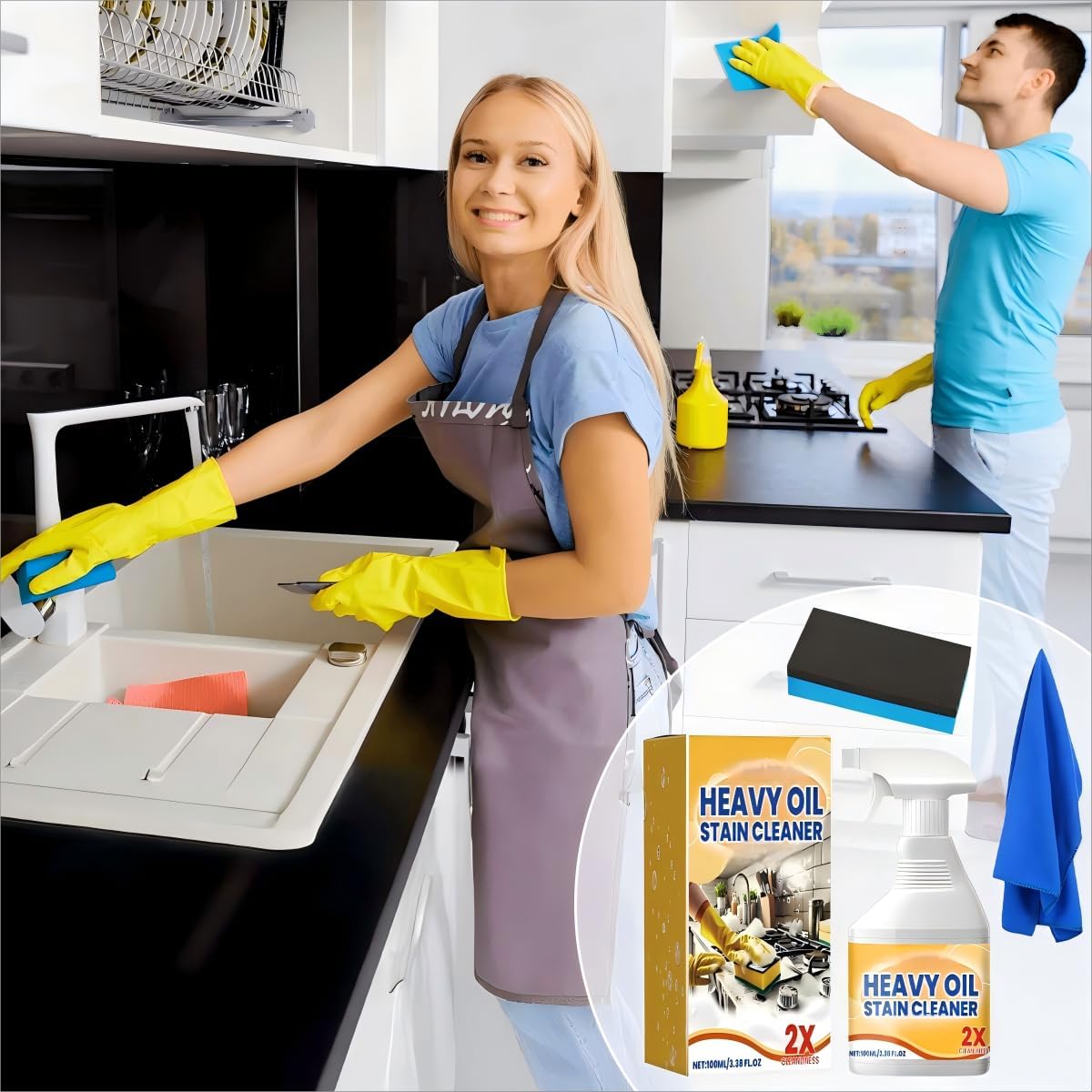 Wanban 2pc Heavy Duty Degreaser Cleaner Spray - Kitchen Heavy Oil Clean for Stubborn Oil Stains, All-Purpose Cleaner & Kitchen Degreaser for Tough Surfaces