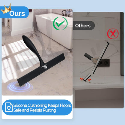 Shower Squeegee for Glass Doors, 11 Inch Ergonomics Anti-Rust Silicone Squeegee with Stainless Steel Frame for Shower Glass Door, Mirrors, Tiles and Windows Cleaning, White