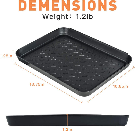 3 Packs Square Boot Tray, Akamino Plastic Utility Shoe Mat Tray for Entryway Indoor and Outdoor Use in All Seasons, 13.7x10.6x1inch,Black