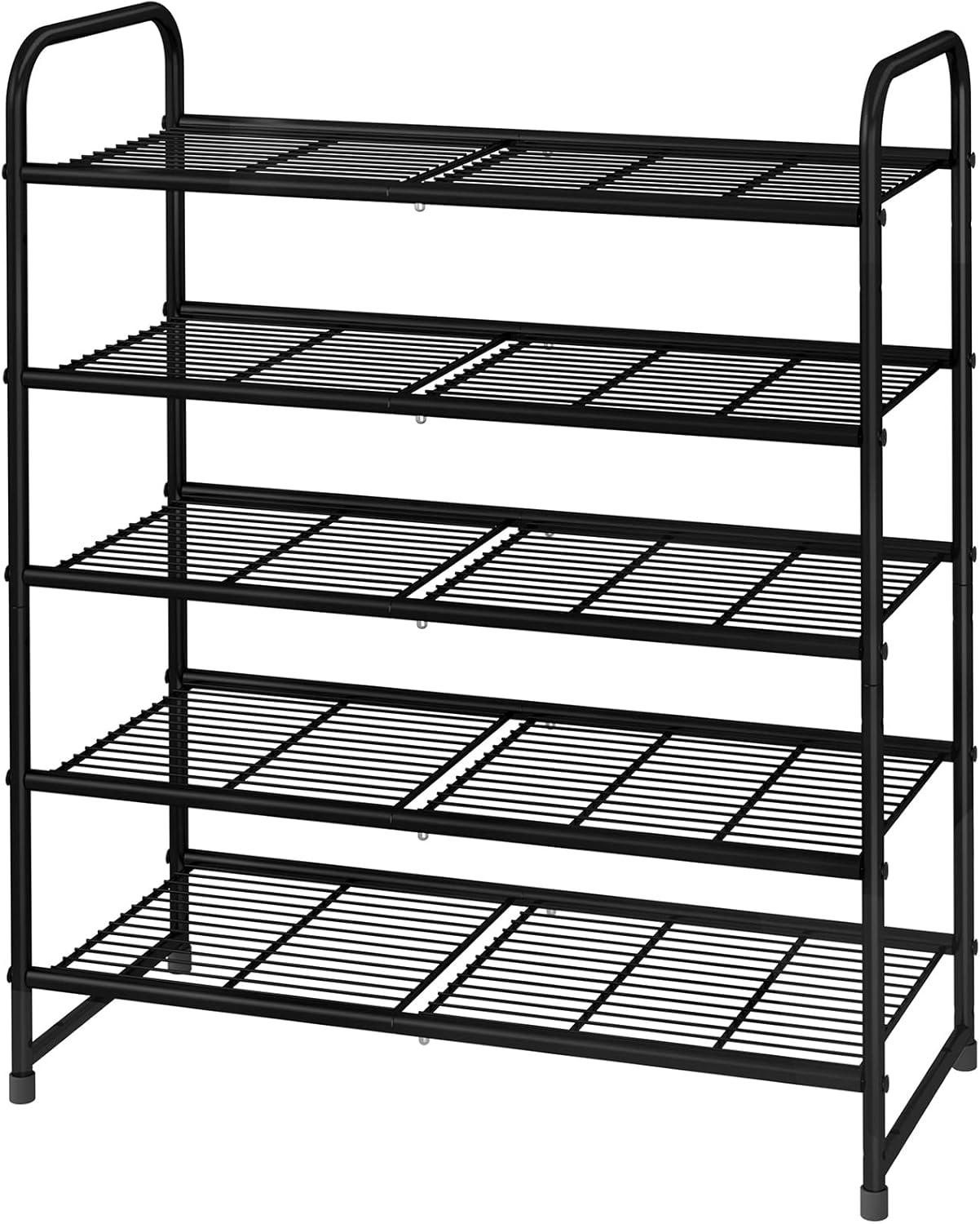 Simple Trending 3-Tier Stackable Shoe Rack, Expandable & Adjustable Shoe Shelf Storage Organizer, Wire Grid, Black