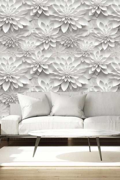 Floral Peel and Stick Wallpaper 3D Effect Interior Wall Décor Contact Paper Self Adhesive Removable Renter Friendly for Bedroom Living Cabinet Room 17.7in x 9.8ft (Not Textured Wallpaper