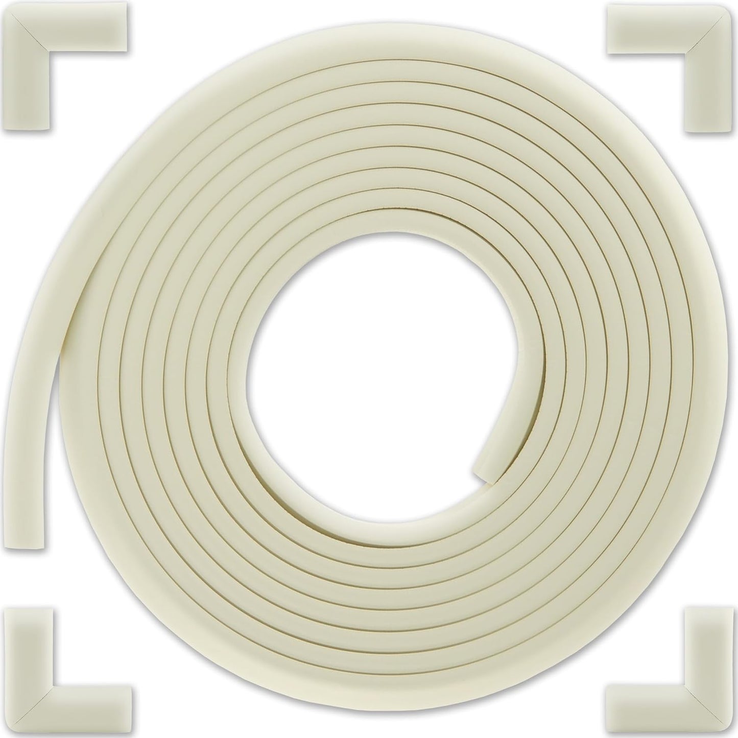 Bébé Earth Baby Proofing Edge and Corner Guard Protector Set for Back to School, 20 Feet Edges & 8 Foam Corners, Furniture and Tables Child Baby Proof Bumpers, Pre-Taped Corner Cushions - Oyster White