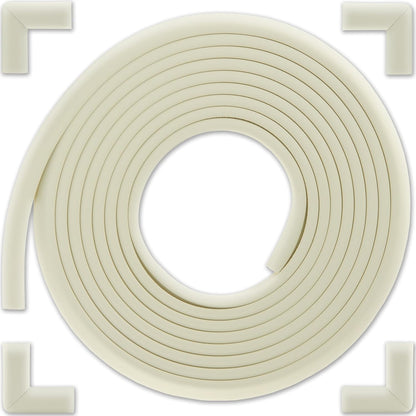 Bébé Earth Baby Proofing Edge and Corner Guard Protector Set for Back to School, 20 Feet Edges & 8 Foam Corners, Furniture and Tables Child Baby Proof Bumpers, Pre-Taped Corner Cushions - Oyster White