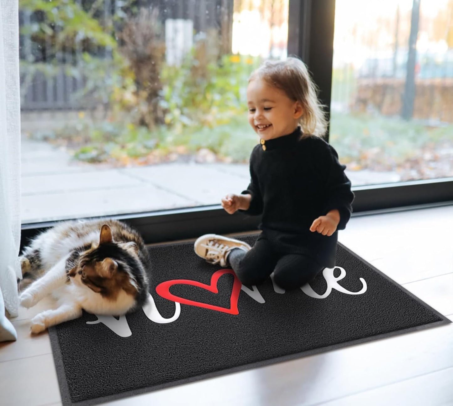 EARTHALL Door Mat Outside Inside Home Doormat, 30"x17.5", Durable Floor Mat Non Slip Mat Ultra Absorb Mud Easy Clean Front Doormat for Garage, Entryway, Patio, High Traffic Areas, Black