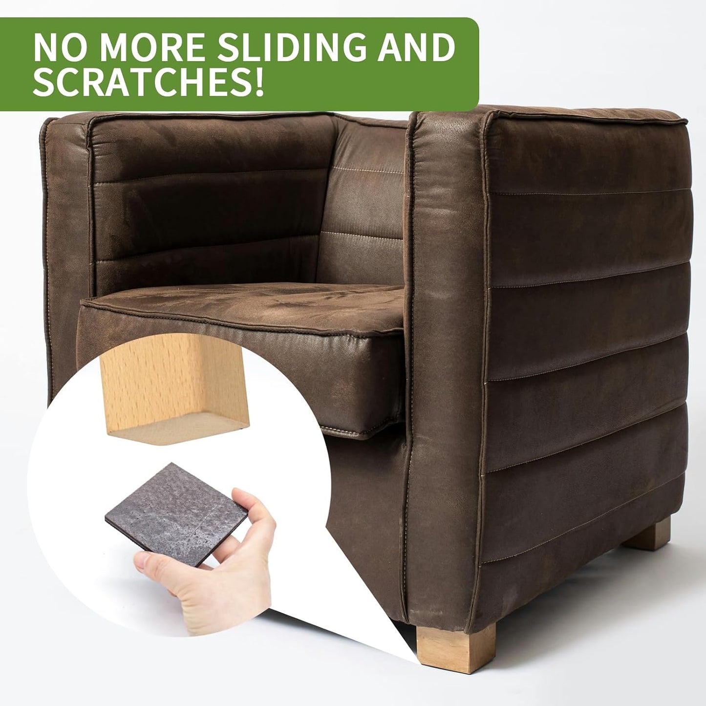 Non Slip Furniture Pads 36 PCS 1'' Square - Anti Slip Furniture Pads - Self Adhesive Rubber Feet Furniture Feet - Chair Leg Floor Protectors - Keep Furniture in Place