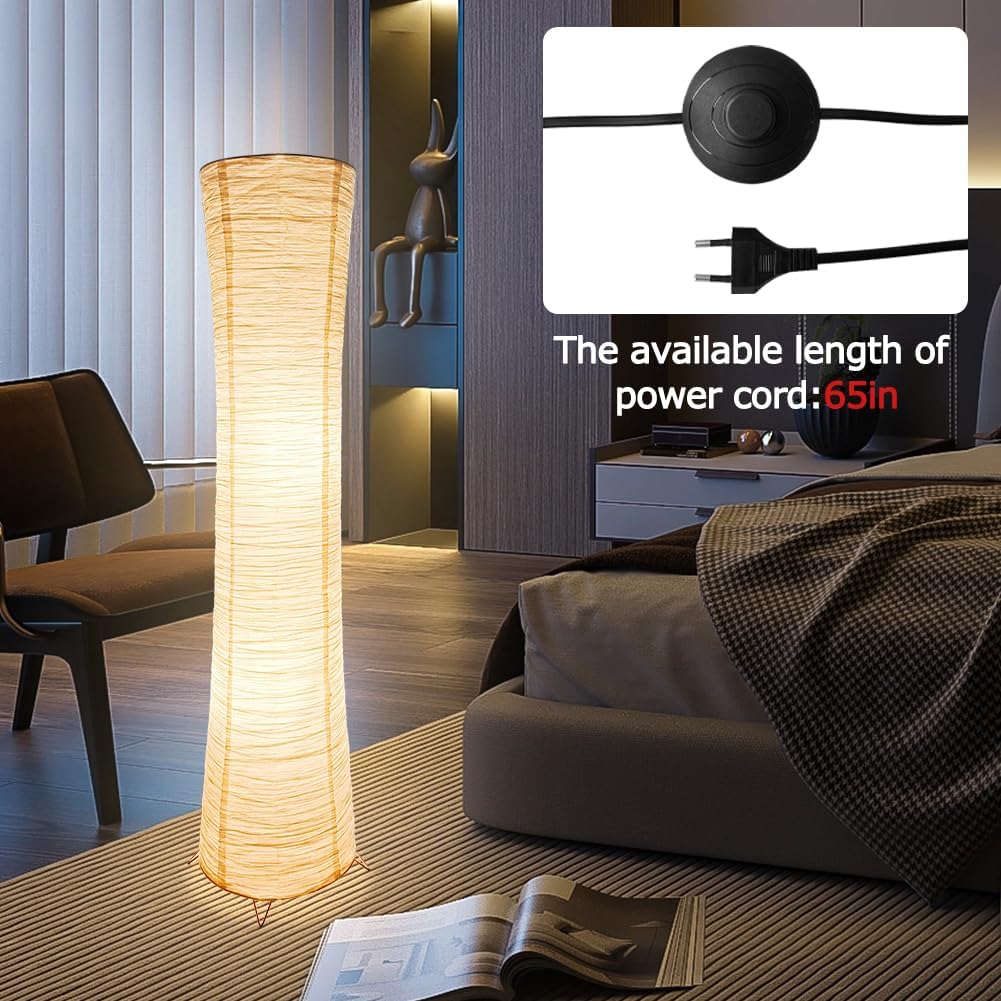 44 Inch Paper Floor Lamp, Floor Lamps for Living Room, Paper Standing Lamp, Room Decoration Festival Lantern Light for Bedroom Living Room Kids Dorm Coffee