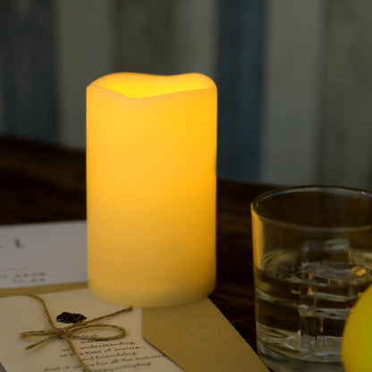Outdoor Waterproof Battery Operated Flameless LED Pillar Candles with Remote Timer Flickering Electric Plastic Resin Decorative Lights for Xmas Christmas Wedding Party Decorations Gifts Supplies 3 PCS