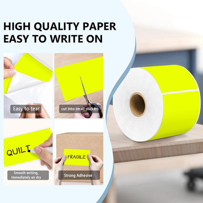 PARLAIM 3 X 5 Inch Rectangle Adhesive Color Coding Stickers,Square Inventory Stickers -250 Per Dispenser Box (Fluorescent Green)