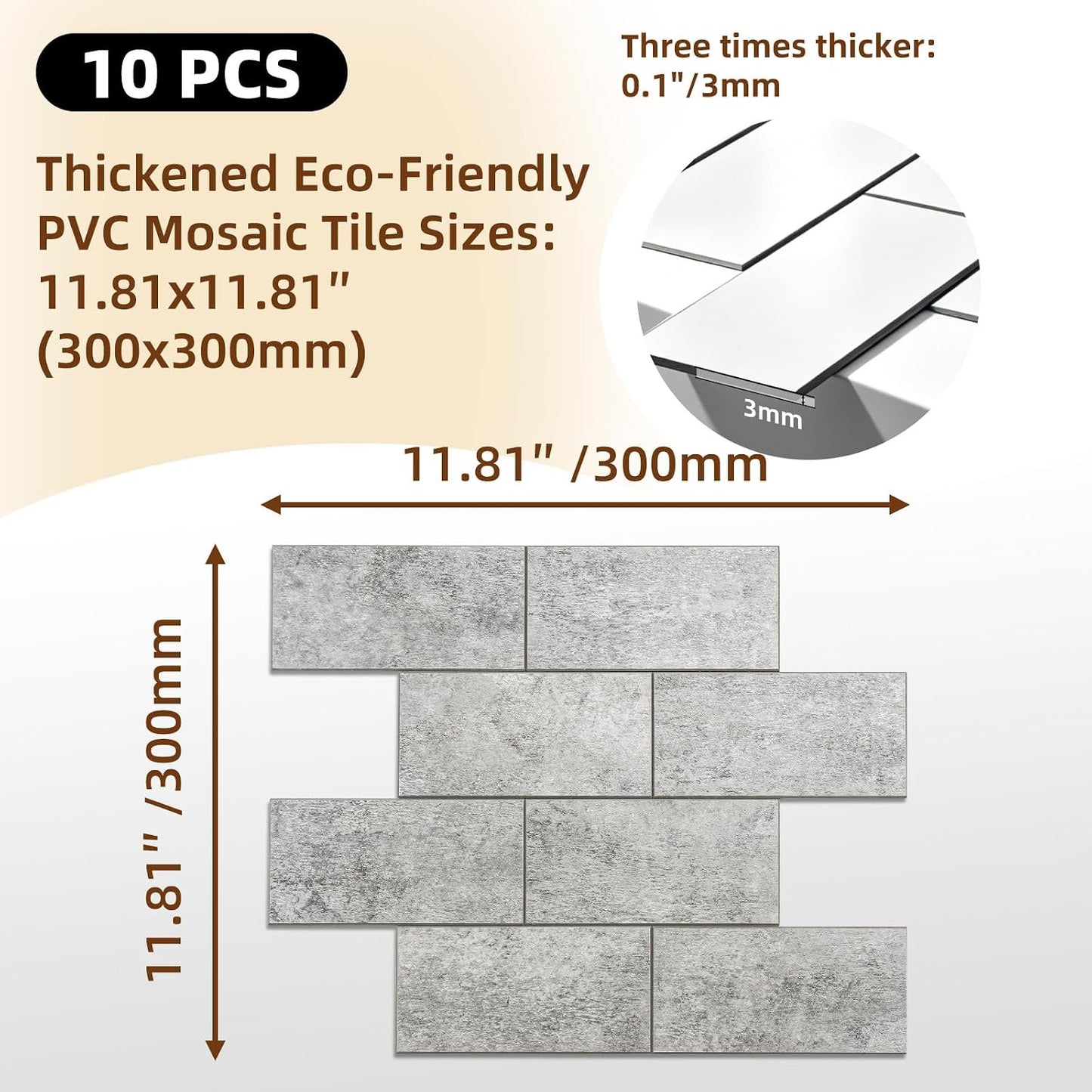 Havenly Peel and Stick Backsplash Tile for Kitchen & Bathroom Walls (White, 10 Tiles - 9.7 sq. ft. (0.9 m²))