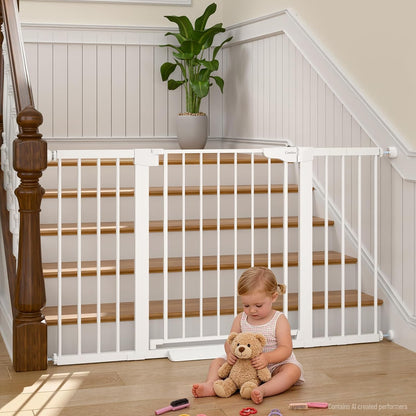 Cumbor 30-46" Baby Gate for Stairs, Mom's Choice Awards Winner-Auto Close Dog Gate for The House, Gifts for Mom, Easy Install Pressure Mounted Pet Gates for Doorways, Black