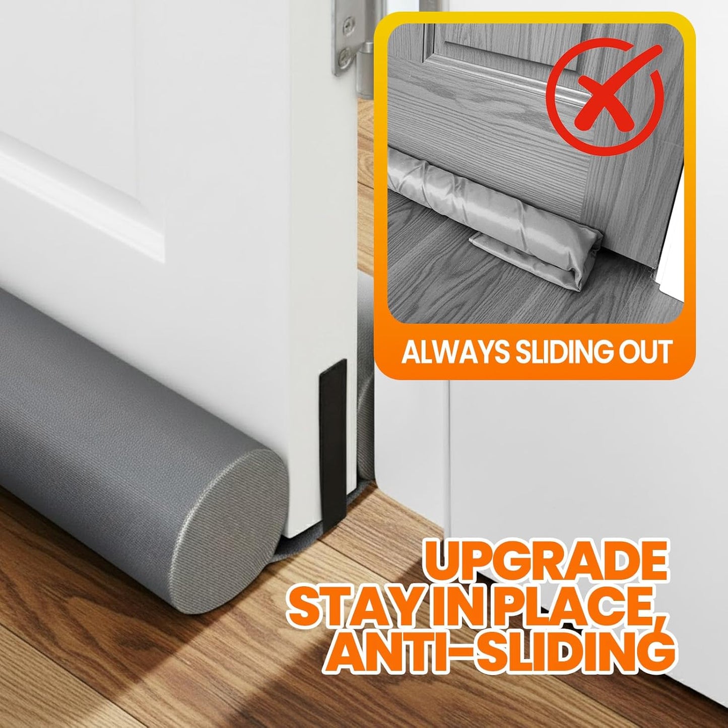 Adjustable Door Draft Stopper for Bottom of Door - Windproof, Light Blocking, Under Door Seal Blocker for Indoor/Outdoor, Machine Washable, Fits Door Gaps up to 1.75 Inches